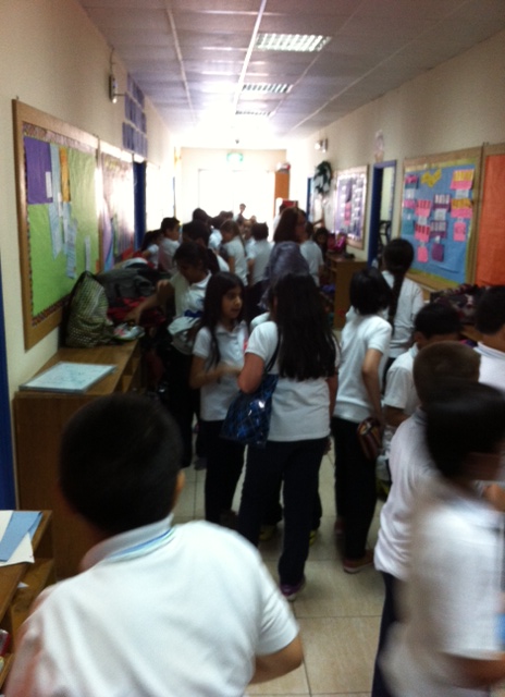 Students in first five minute transition period.  Chaos ensues.